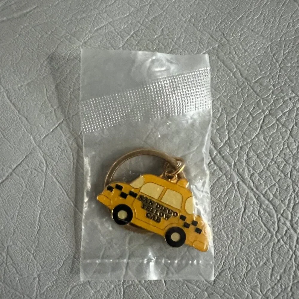 Yellow Cab Keychain San‎ Diego Advertising Keyring Vintage New